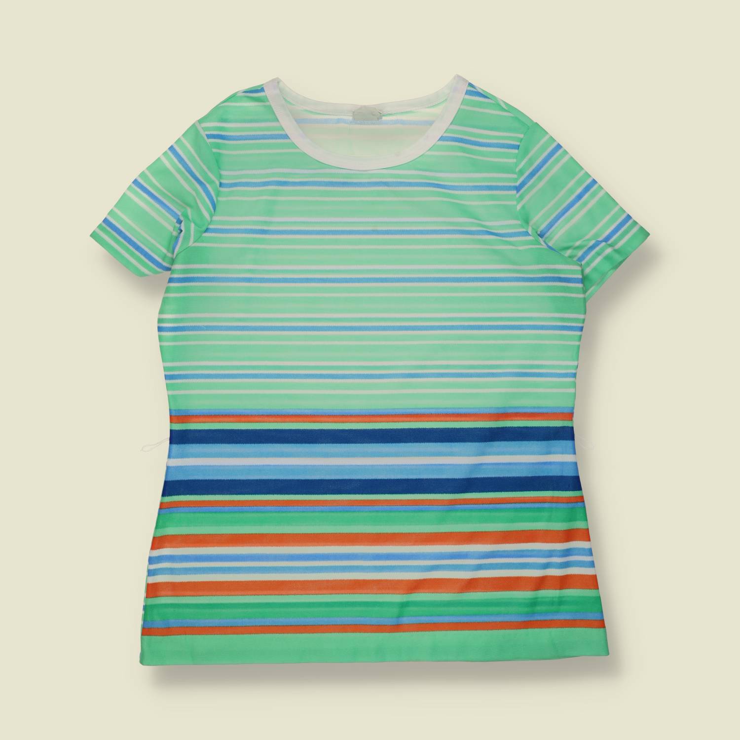 1970s | Kmart | Striped Tee | Green - 14