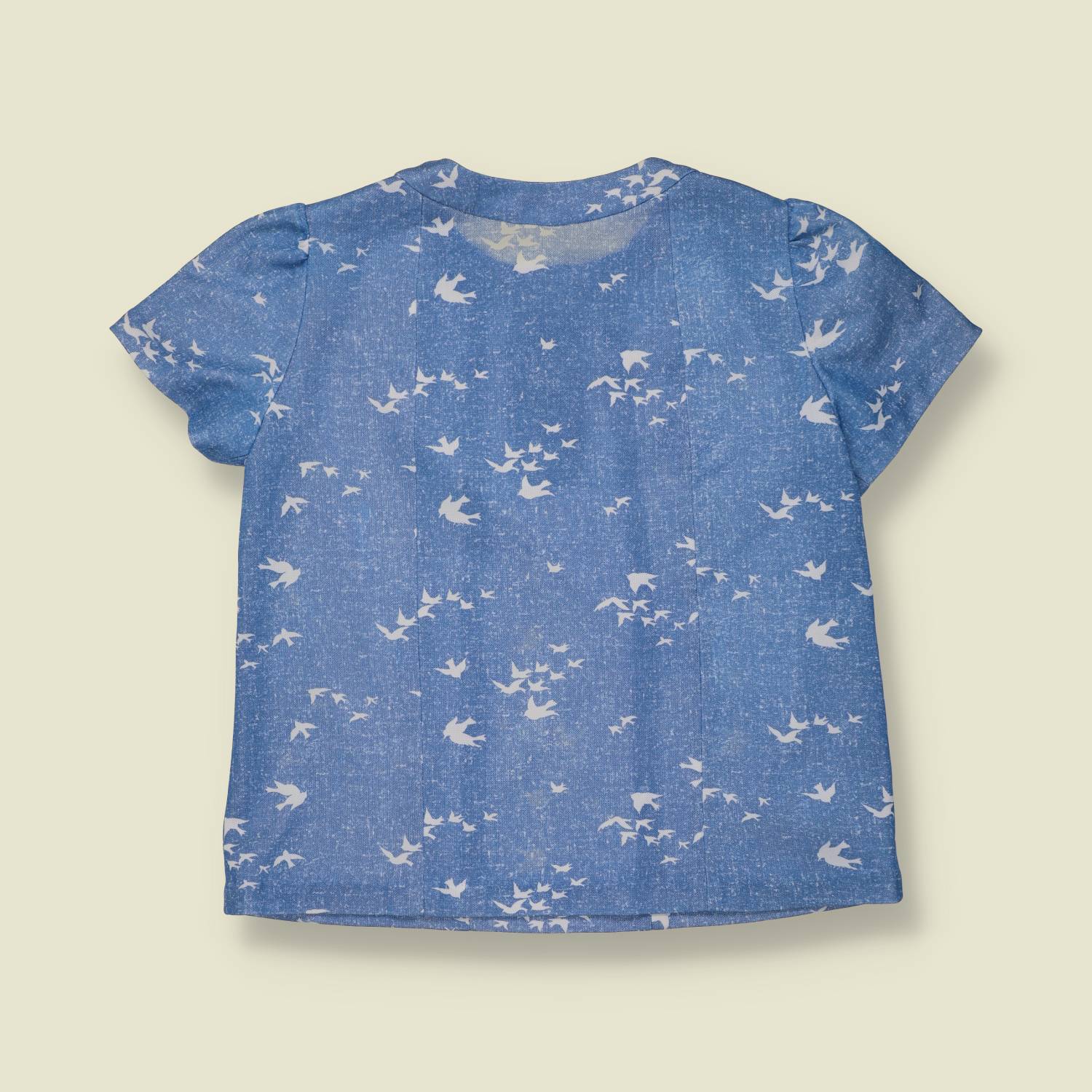 1970s | Bird Print Top | Blue - 10