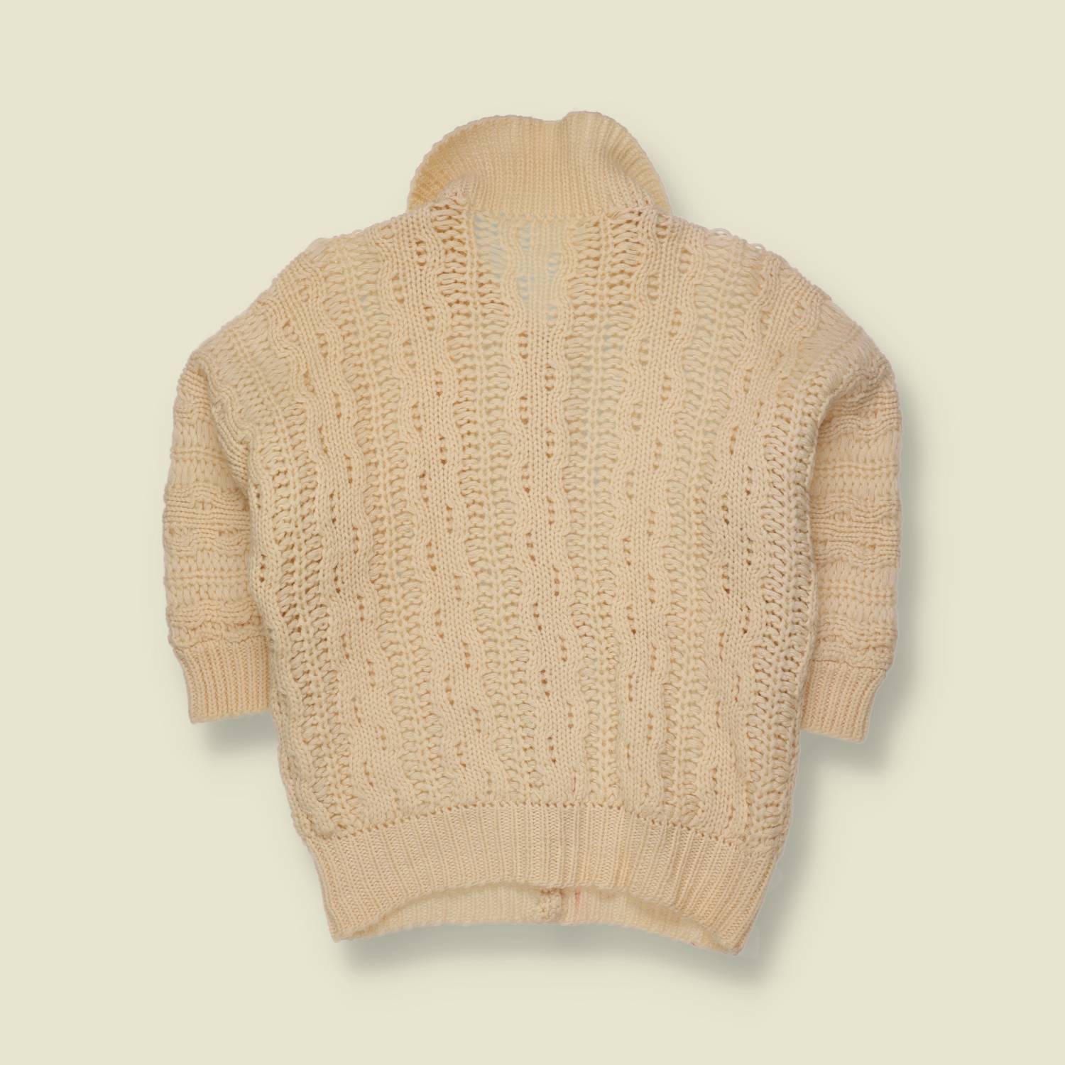 1950s | Poodle Embroidered Cable Knit Cardigan | Cream - 10