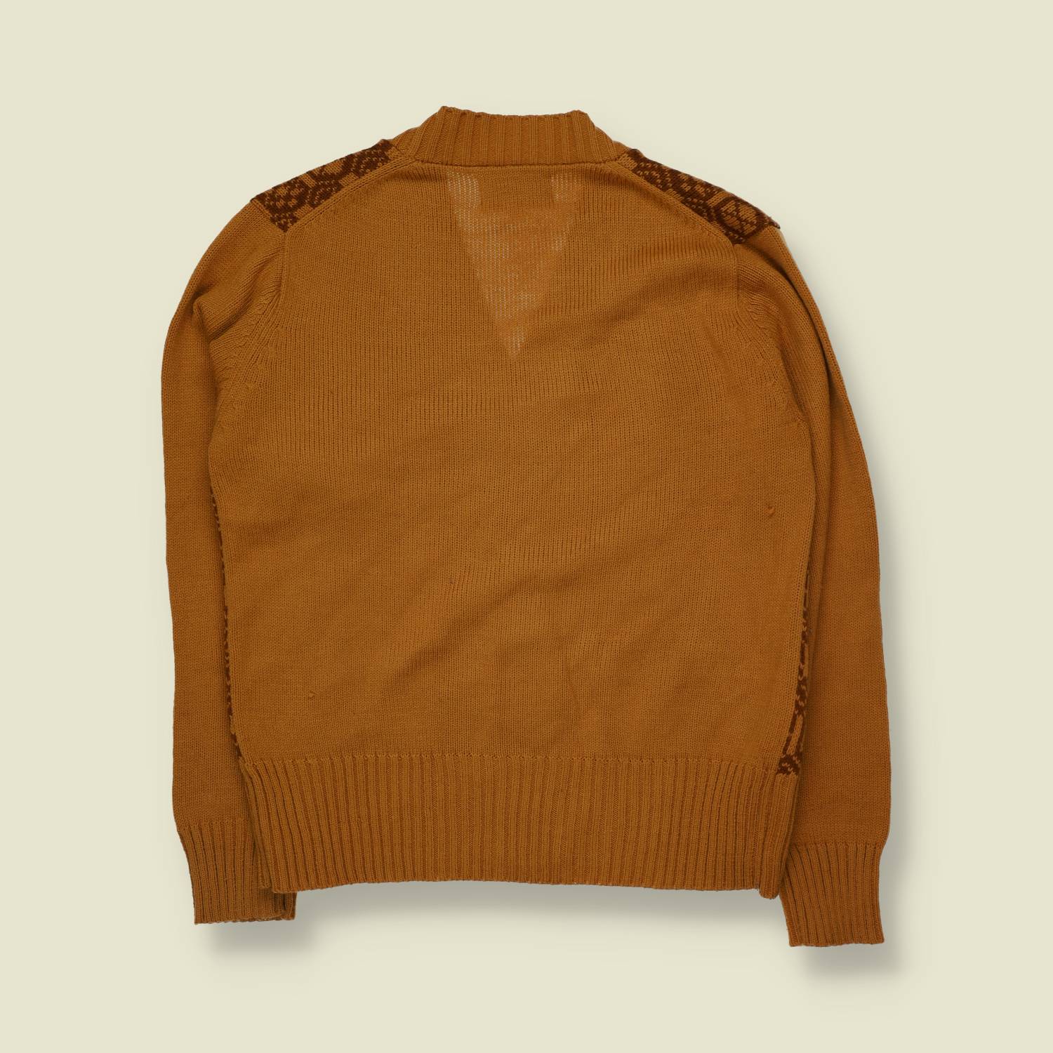 1970s | Naytex | Geometric Jacquard Knit Cardigan | Mustard - 10
