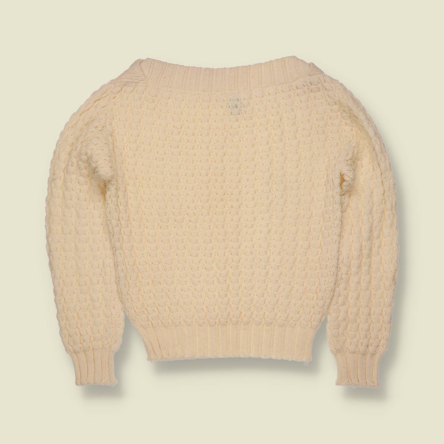 1950s-1960s | Browser | Popcorn Knit Boat Neck Sweater | Cream - 8