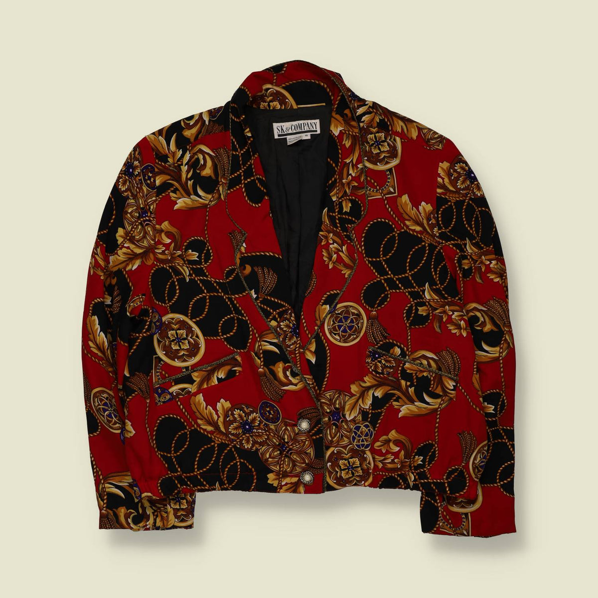 1980s | SK & Company | Baroque Print Silk Blazer - 18