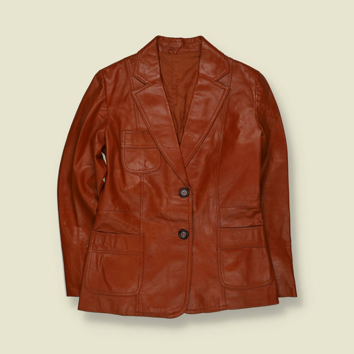 1970s | Chestnut Brown Leather Blazer Jacket - 8