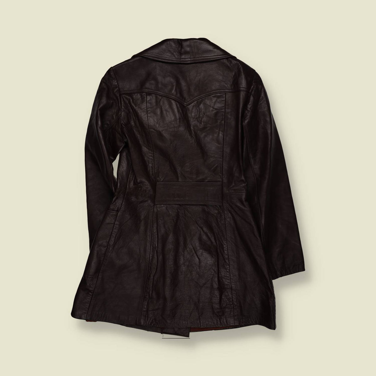1970s | Dark Brown Double-Breasted Leather Coat - 4