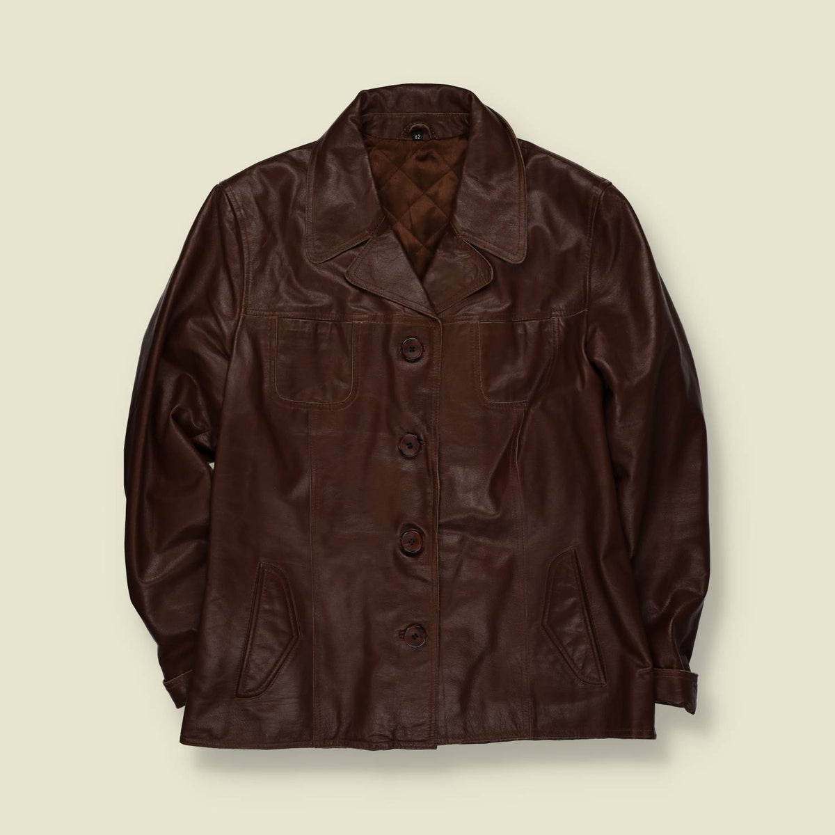 1970s | Dark Brown Leather Button Front Car Coat - 12