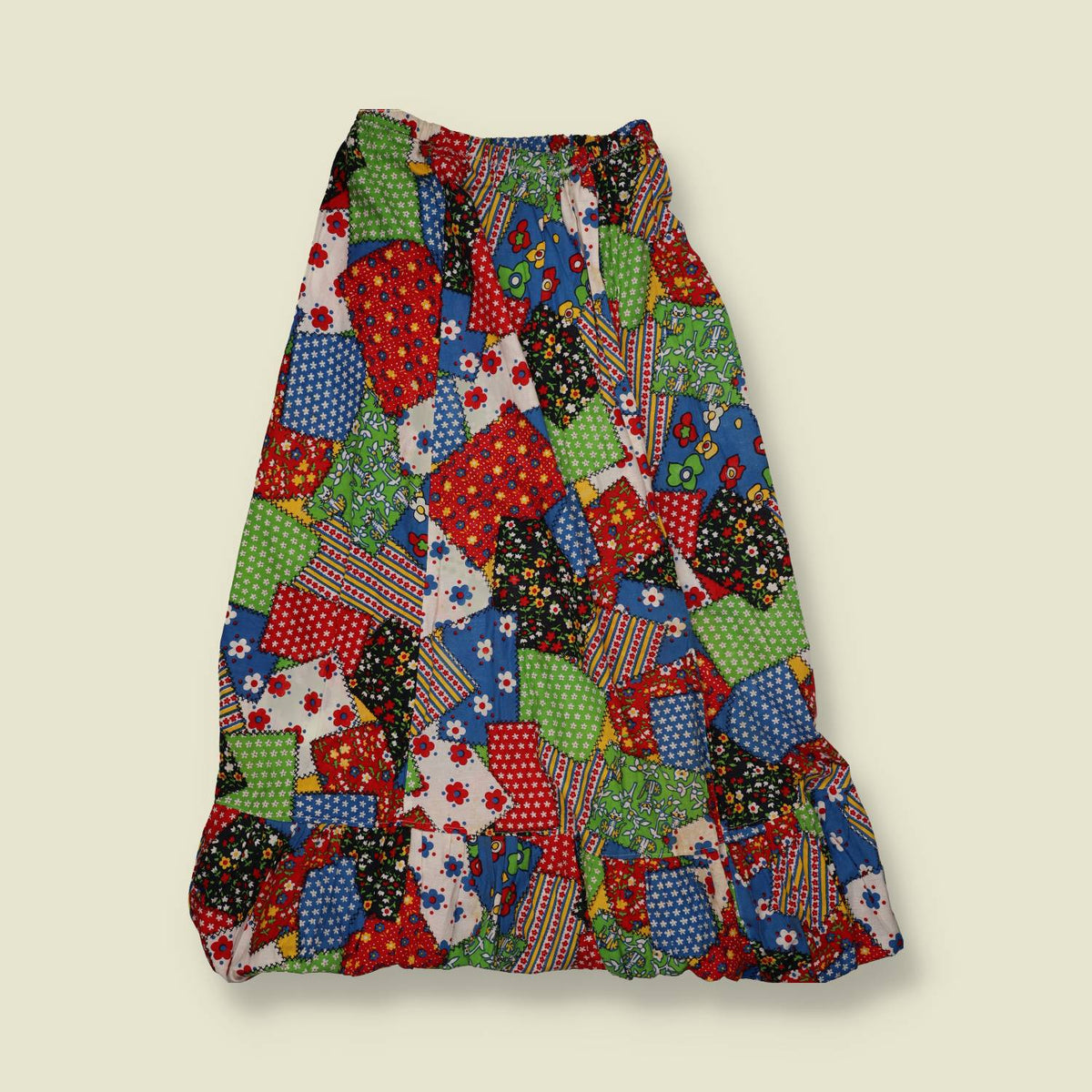 1970s | Patchwork Floral Prairie Skirt - w28