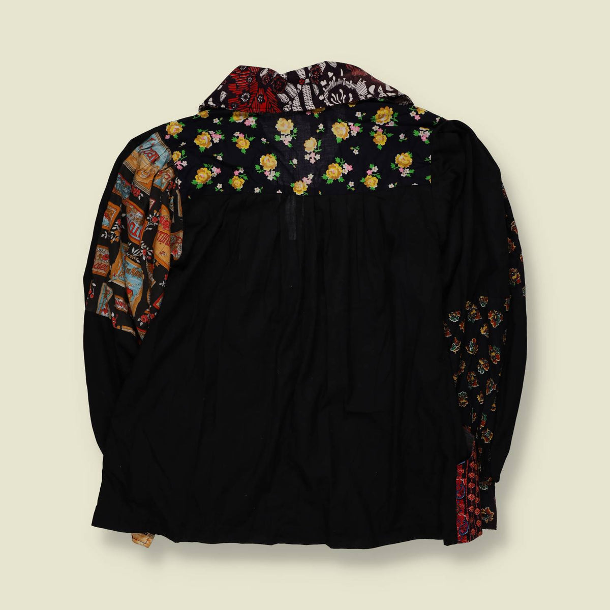 1970s | Mon-Ami | Patchwork Print Bell Sleeve Blouse - 14