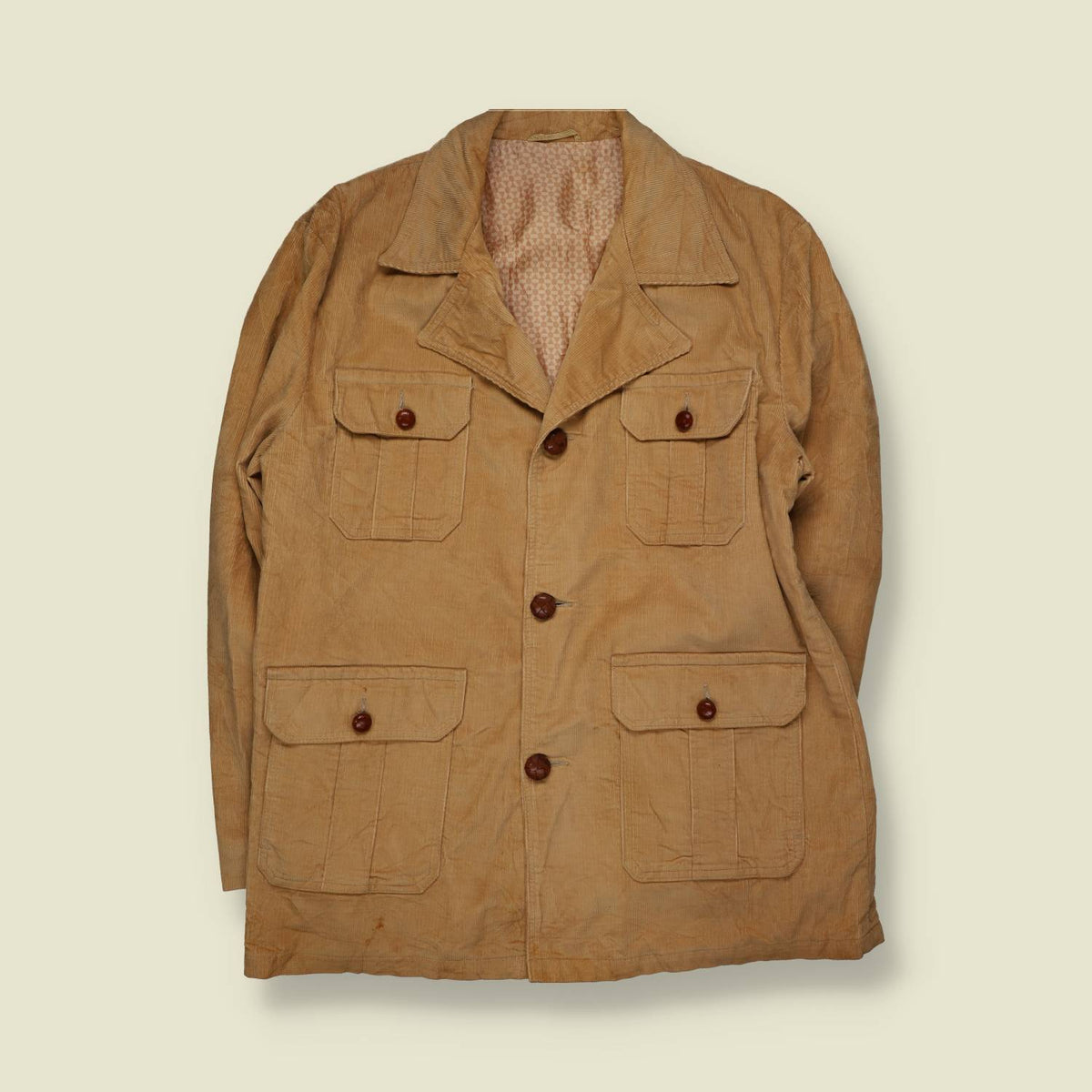 1970s | English Squire | Tan Corduroy Safari Coat - XL