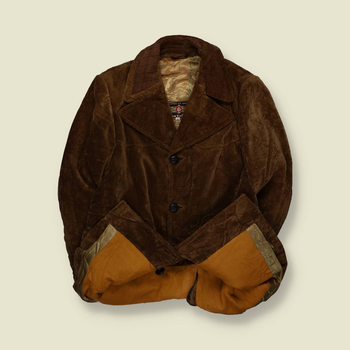 1970s | Cortofrel | Brown Corduroy Pile Lined Coat - M