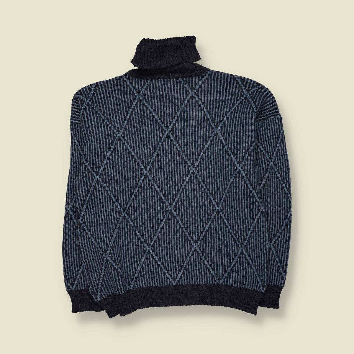 1970s | Argyle Roll Neck Knit Sweater - L