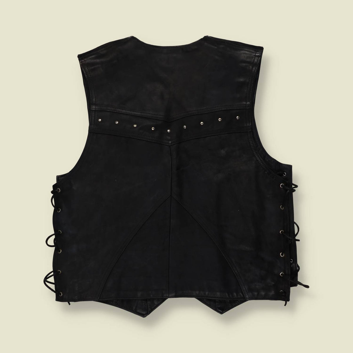 1980s | Harley-Davidson | Studded Leather Biker Vest | Black - S