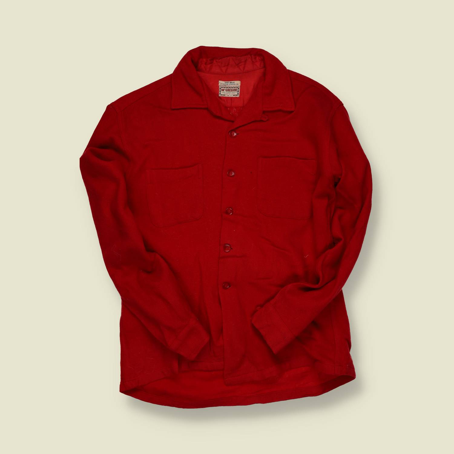 1950s–60s | McGregor | Wool Loop-Collar Shirt – Red - S