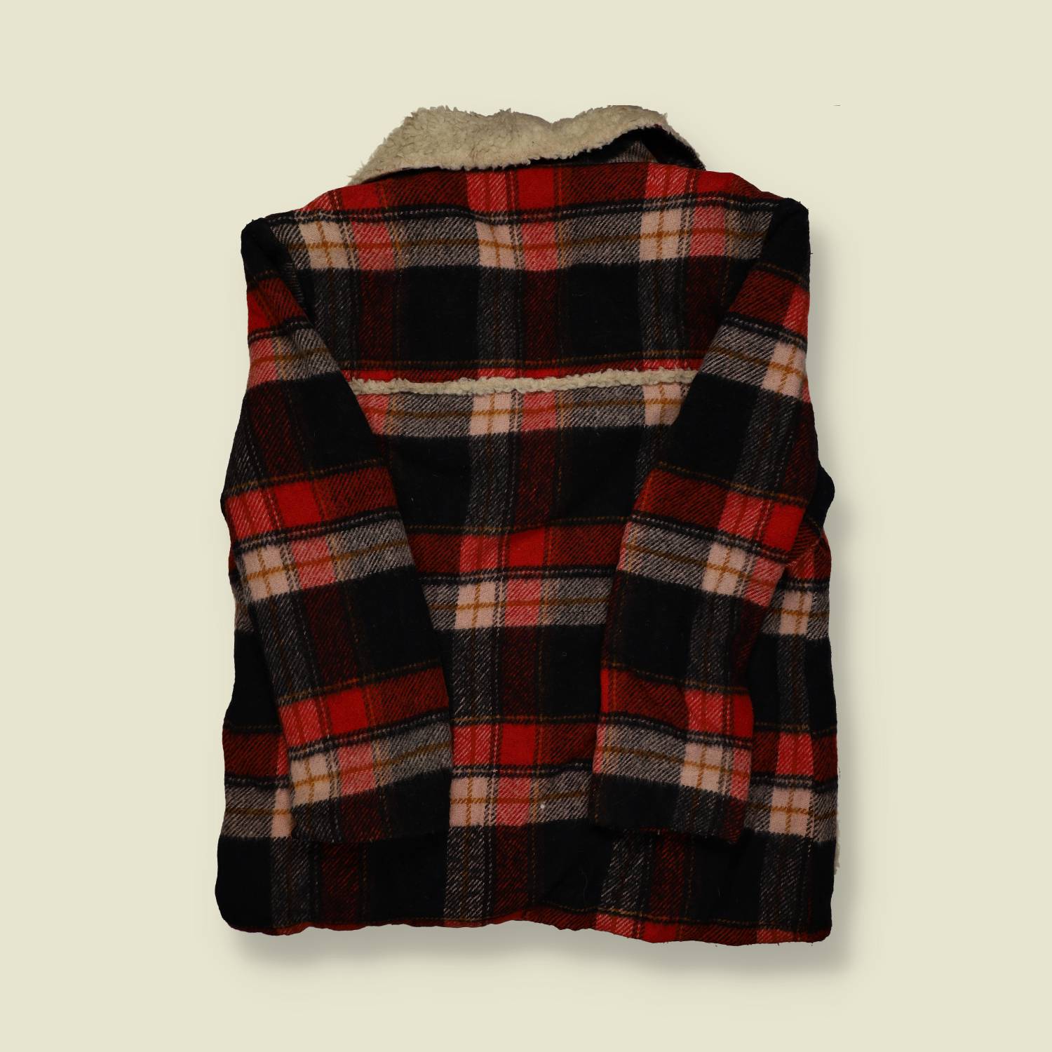 1970s | McGregor | Sherpa-Lined Plaid Coat – Red/Black - XL