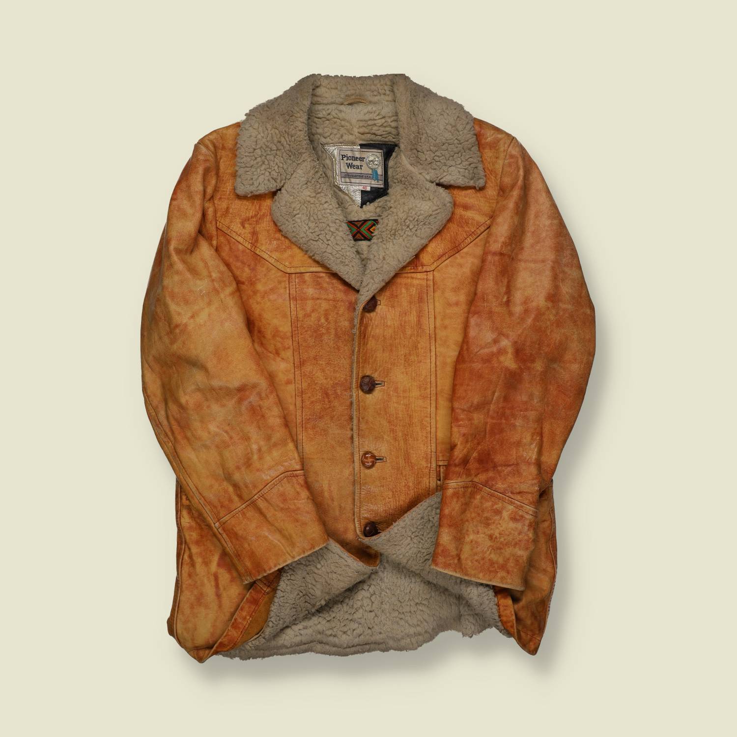 1970s | Pioneer Wear | Shearling Leather Ranch Coat – Tan - S