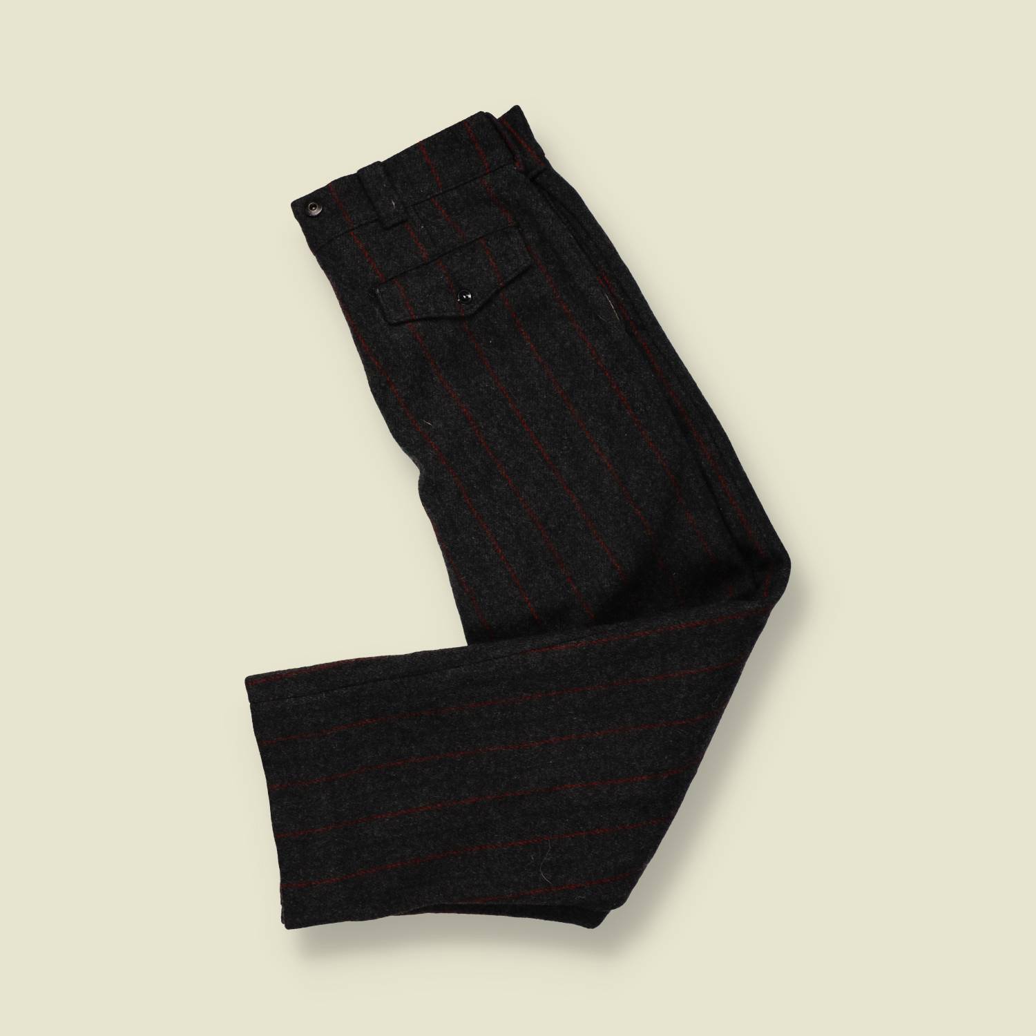 1950s–60s | Woolrich | Wool Stripe Trousers – Charcoal/Red - w34