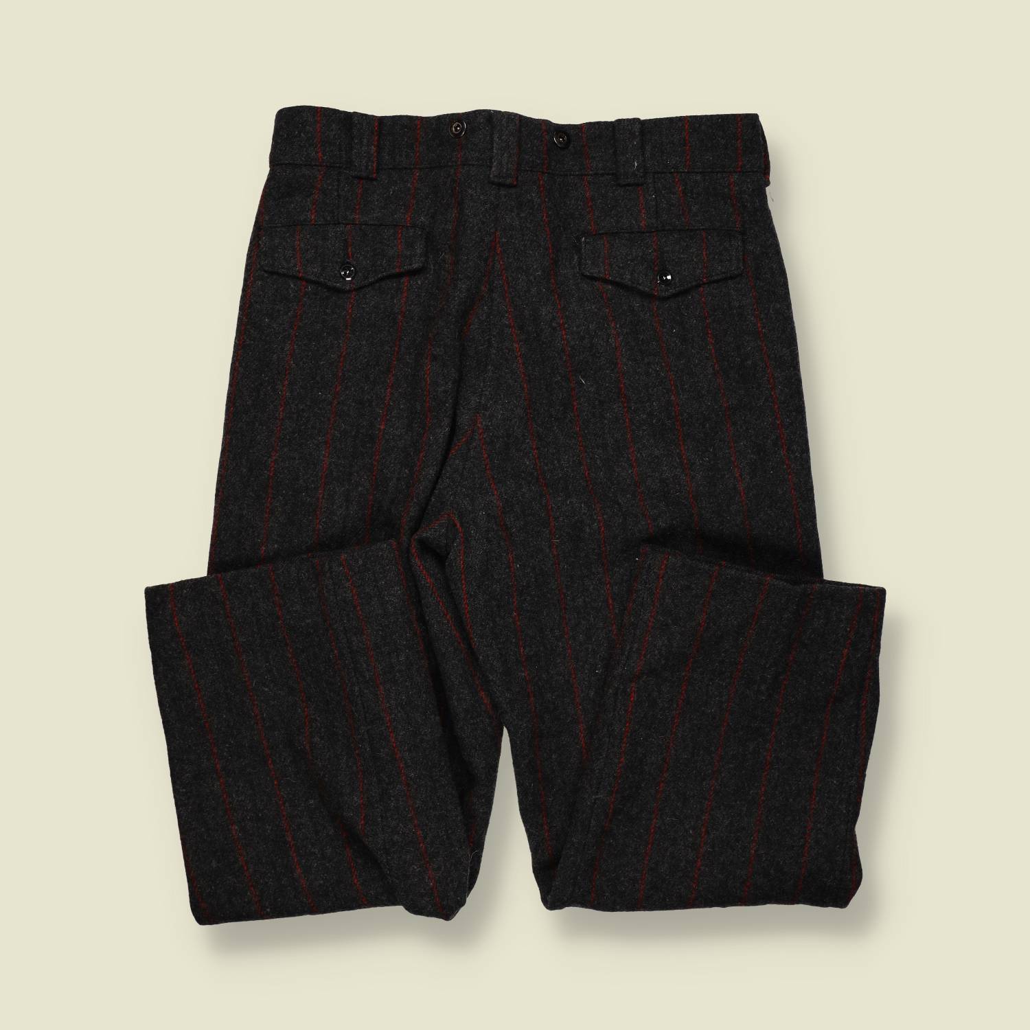 1950s–60s | Woolrich | Wool Stripe Trousers – Charcoal/Red - w34