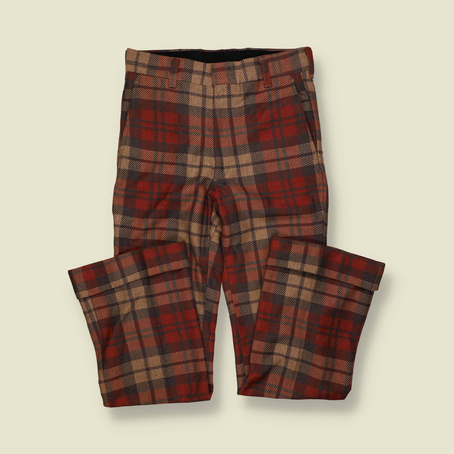 1970s | Farah | Plaid Trousers – Rust/Brown - w32