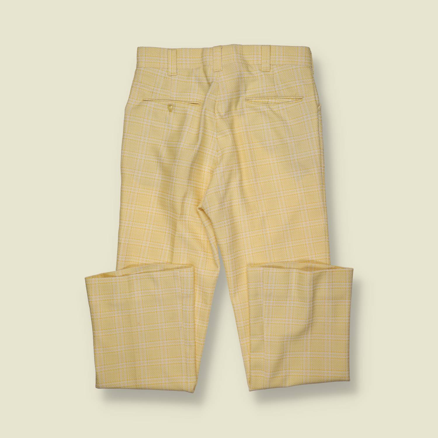 1970s | Plaid Dress Trousers – Yellow/White - w32