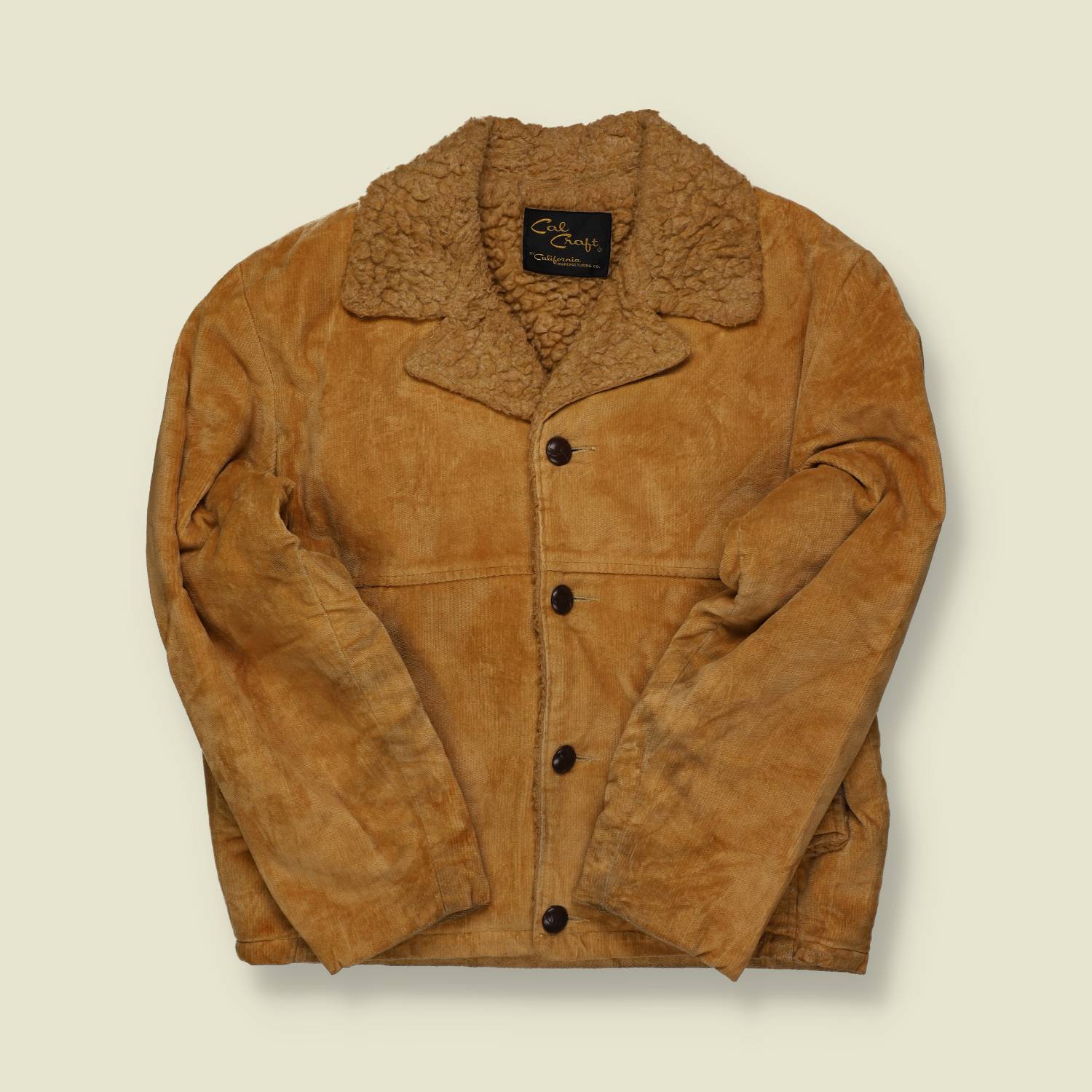 1960s–1970s | Cal Craft | Corduroy Sherpa Jacket – Camel - M