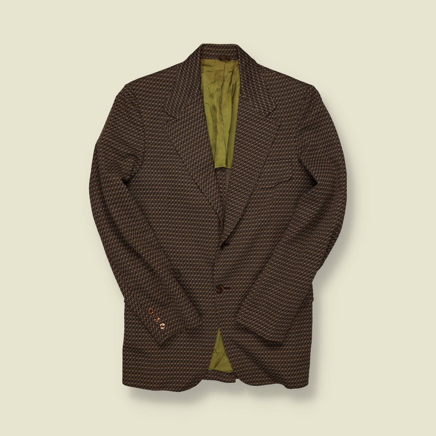 1960s–70s | Sport Coat – Brown/Green Micro-Pattern - XS