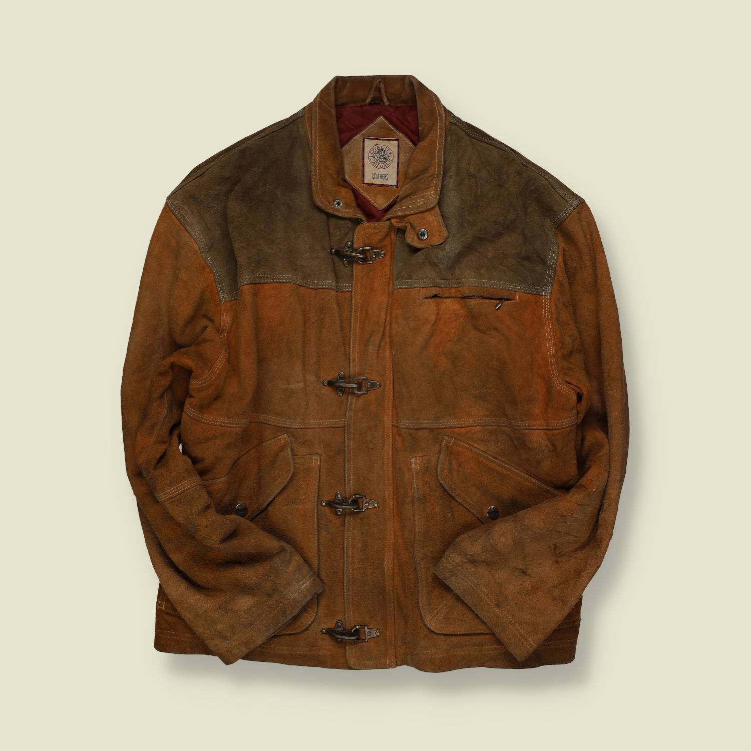 1980s–90s | Quality Casuals Leathers | Suede Jacket w/ Fireman Clasps – Brown - S/M
