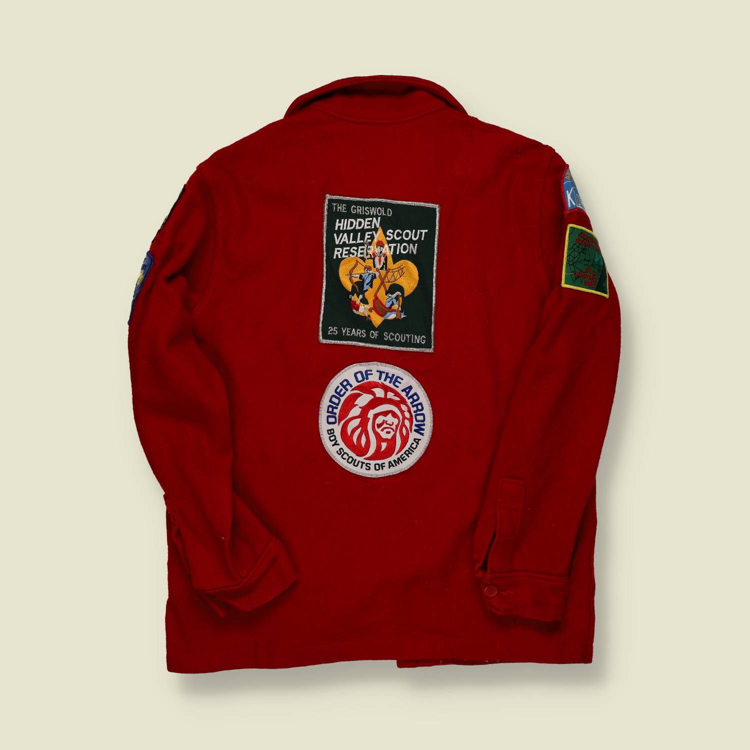 1990s | BSA Scout Wool Jacket – Red – Patchwork -S/M
