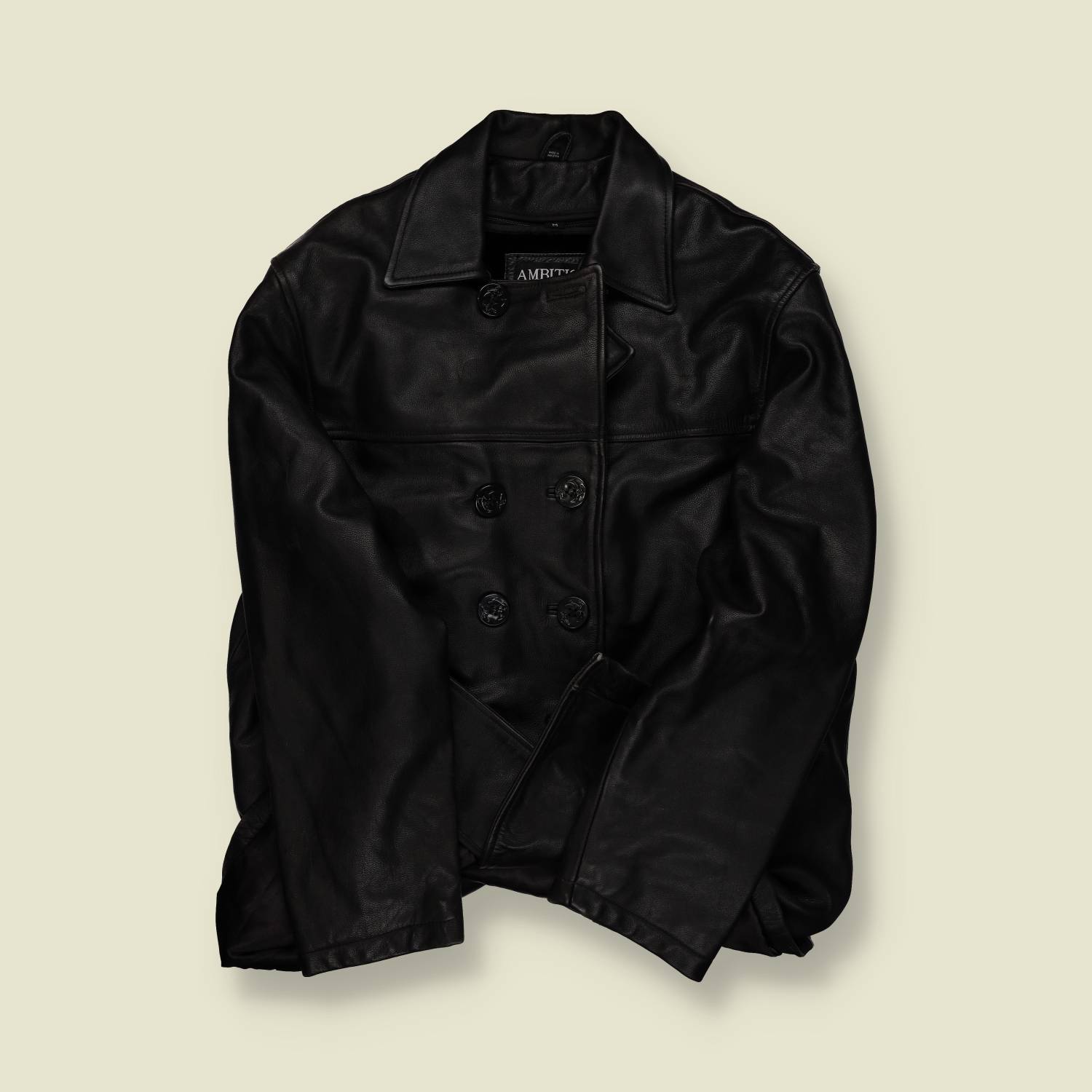 1990s | Ambition | Leather Double-Breasted Jacket – Black - L