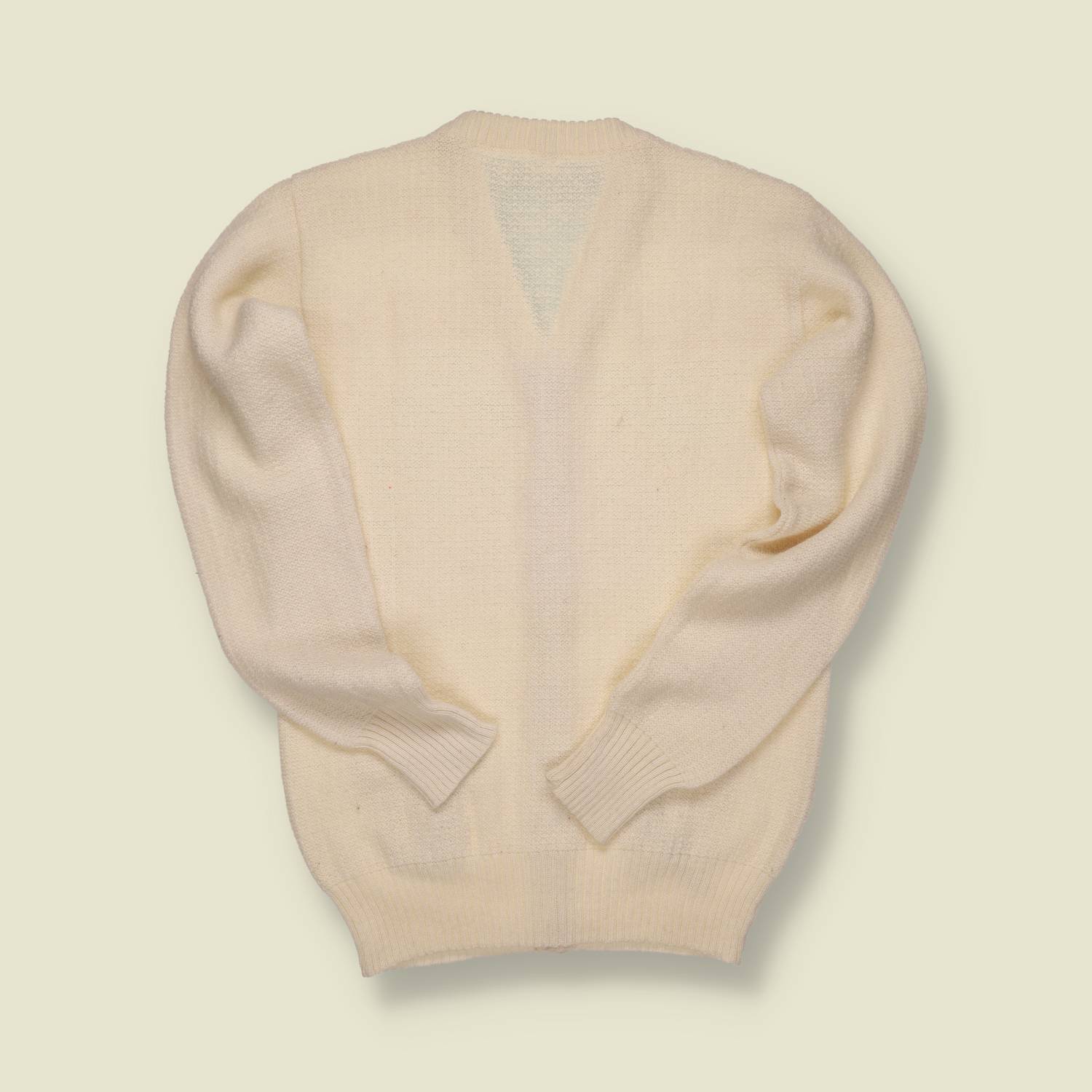 1970s | Unknown | Cream Cardigan – Satin Trim - XS