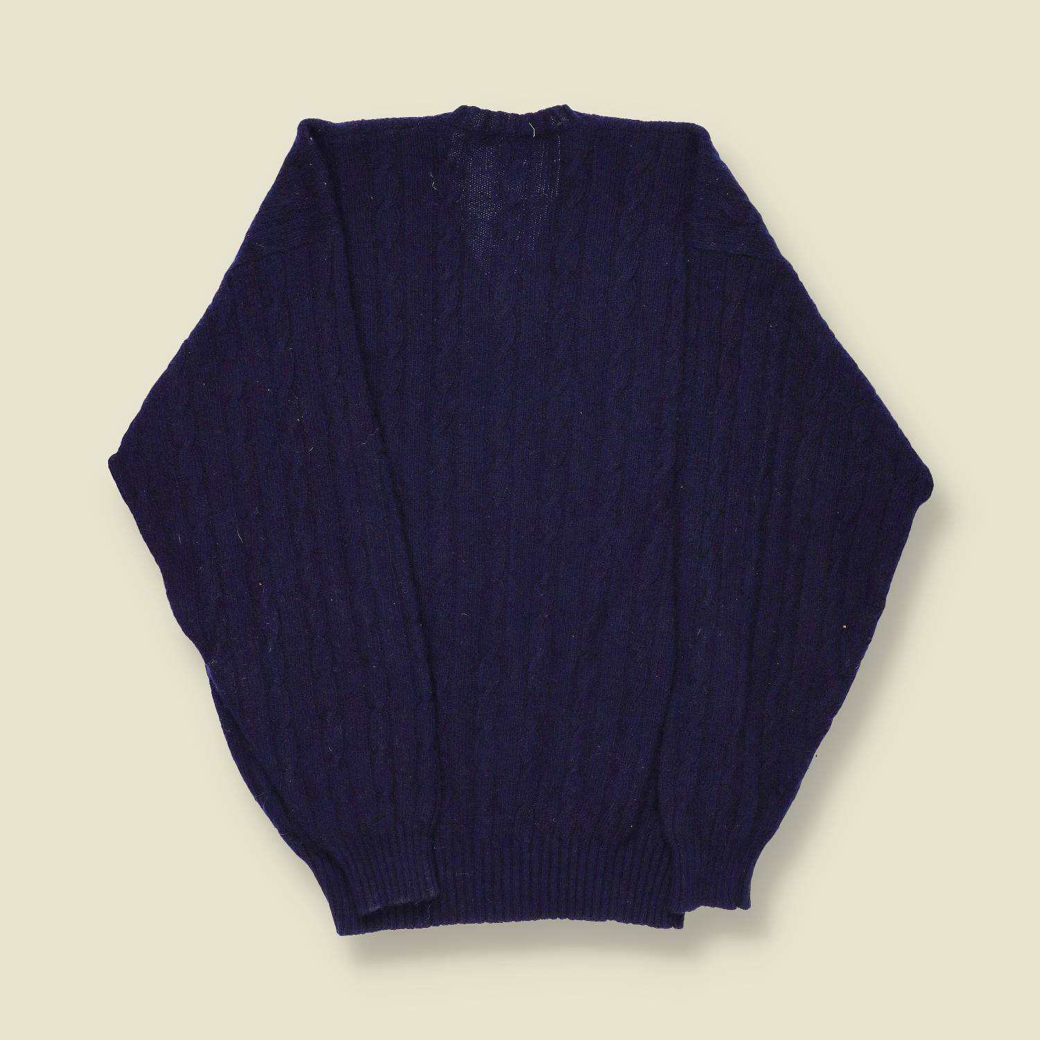 1980s | Unknown | Cashmere-Blend Cable Knit – Navy - M