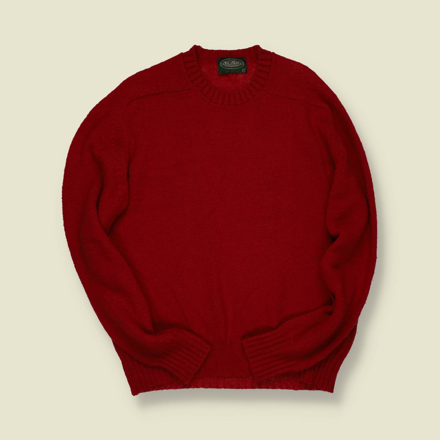 1980s | Woven in Huddersfield | Made in USA Wool | Jumper – Deep Red - M/L