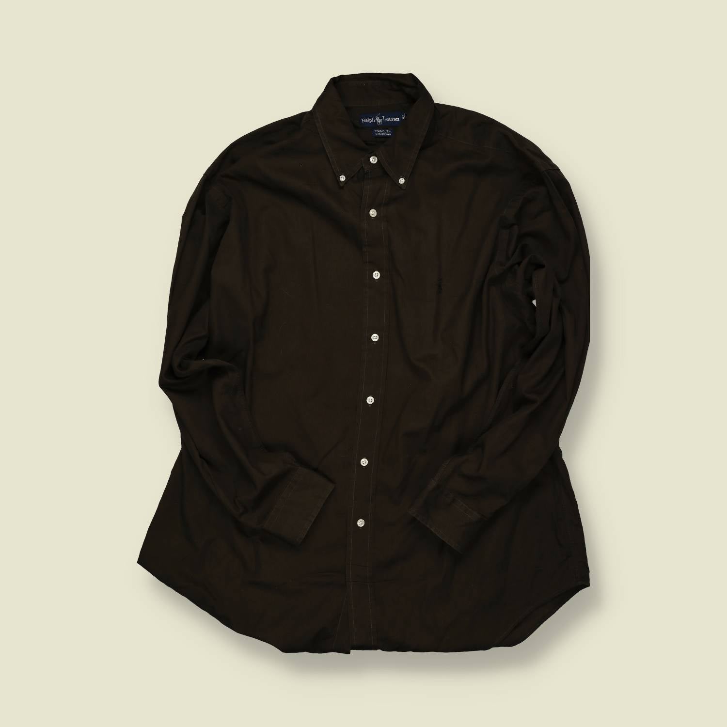 1990s–2000s | Ralph Lauren | Cotton Button-Down Shirt – Brown -L/XL
