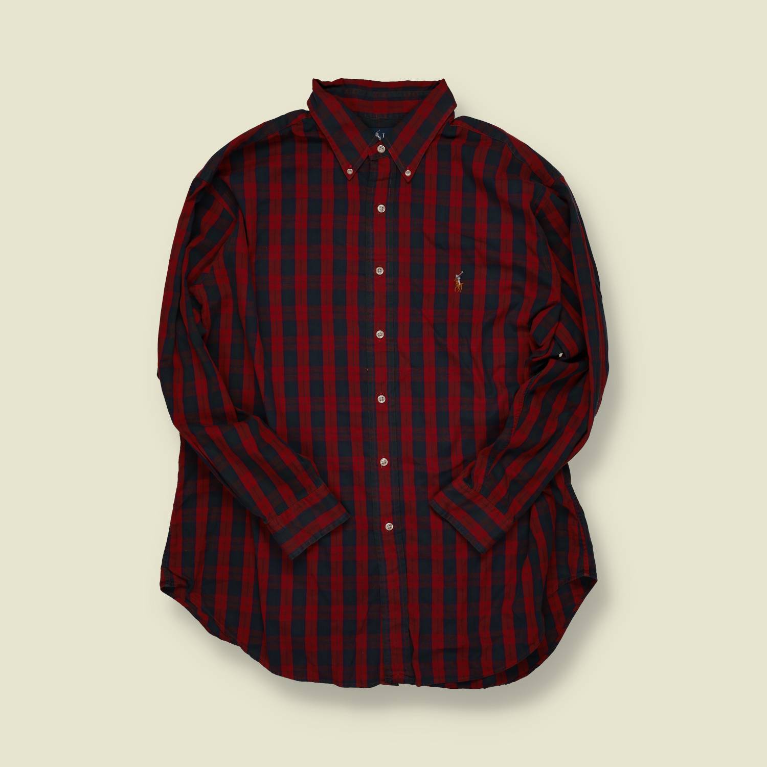 1990s–2000s | Ralph Lauren | Tartan Button-Down Shirt – Red/Navy - L/XL