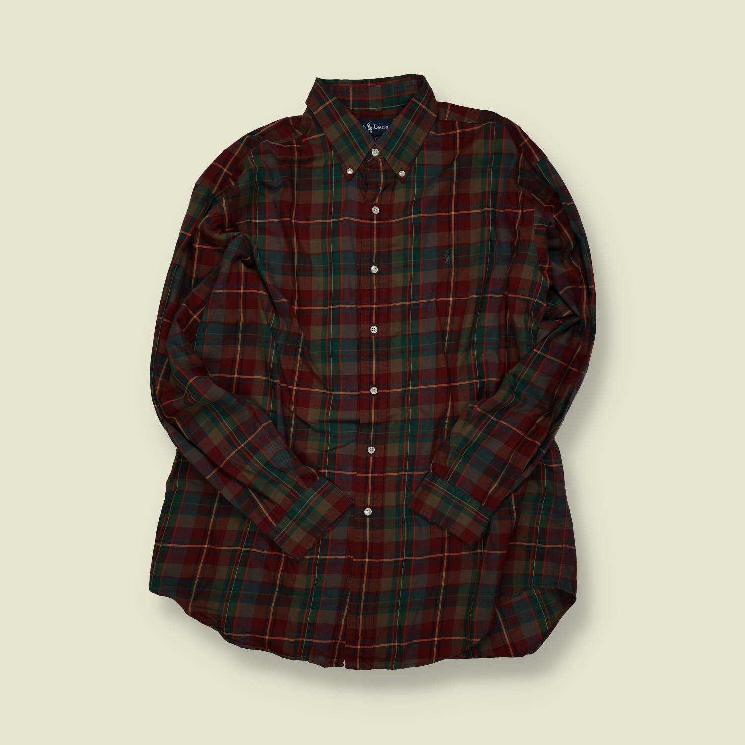 1990s–2000s | Ralph Lauren | Tartan Button-Down Shirt – Burgundy/Green - L/XL
