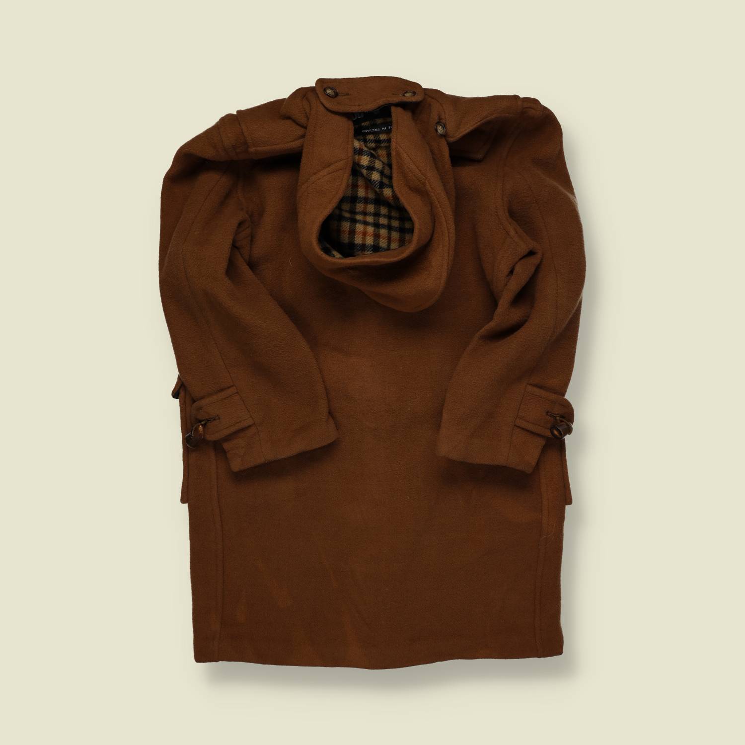 1970s–1980s | DAKS | Wool Duffle Coat – Brown - XS