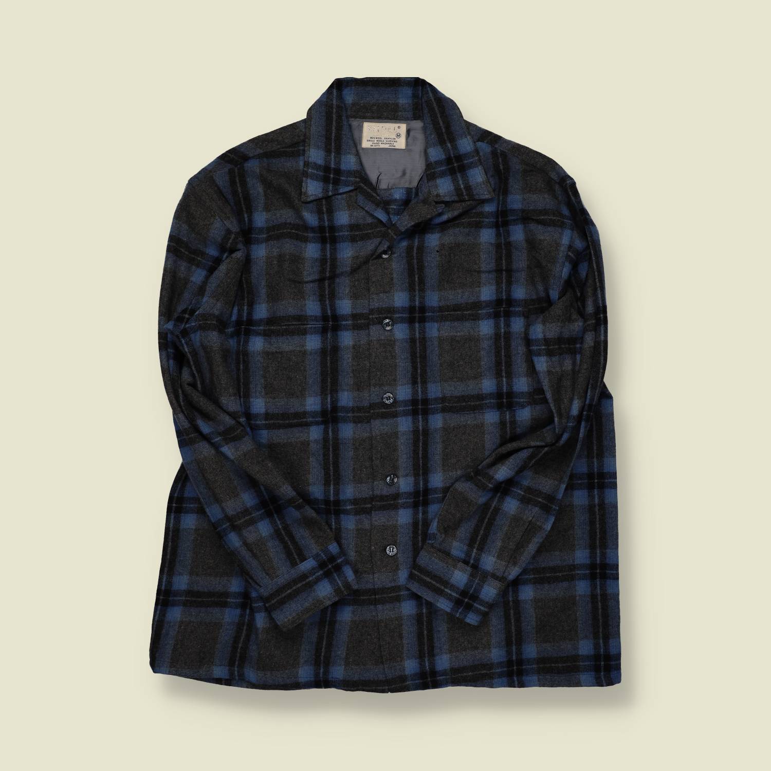 1970s | Welford | Wool Shirt – Blue/Grey Check - M