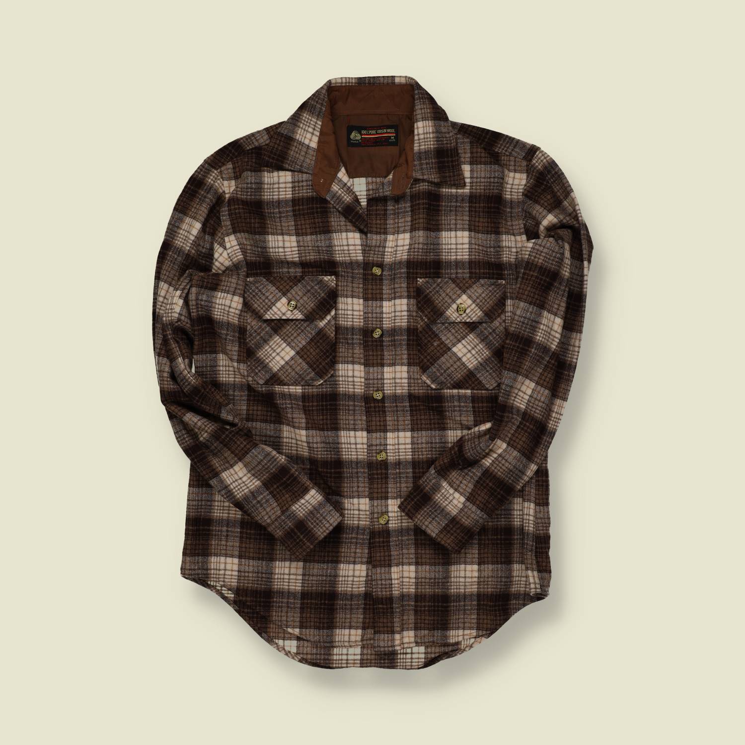 1970s | Montgomery Ward | Wool Shirt – Brown Check - S/M