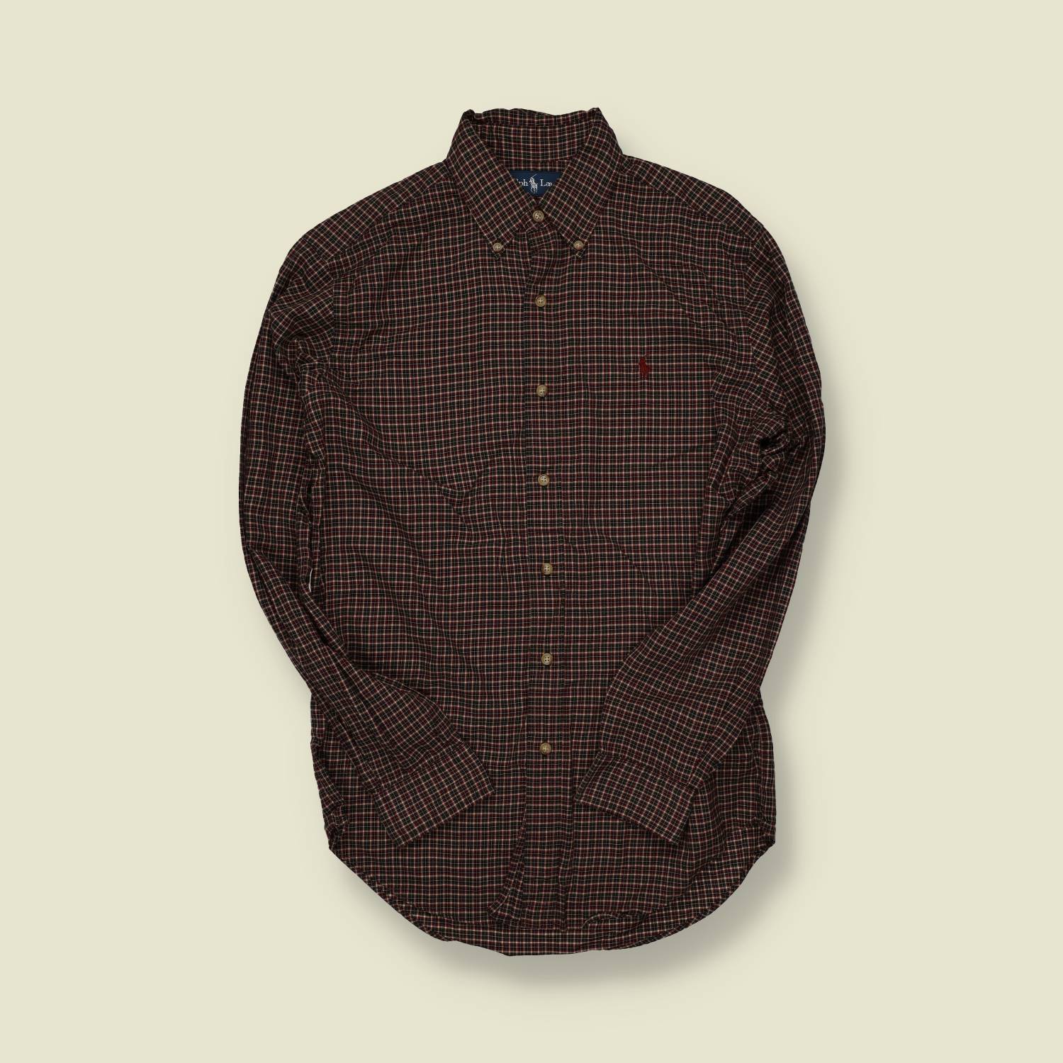 1990s–2000s | Ralph Lauren | Micro-Check Button-Down Shirt – Brown/Red - XS/S