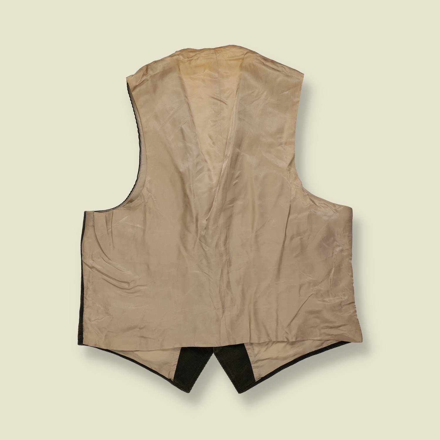 1960s | Corduroy Waistcoat – Dark Green / Brown - S