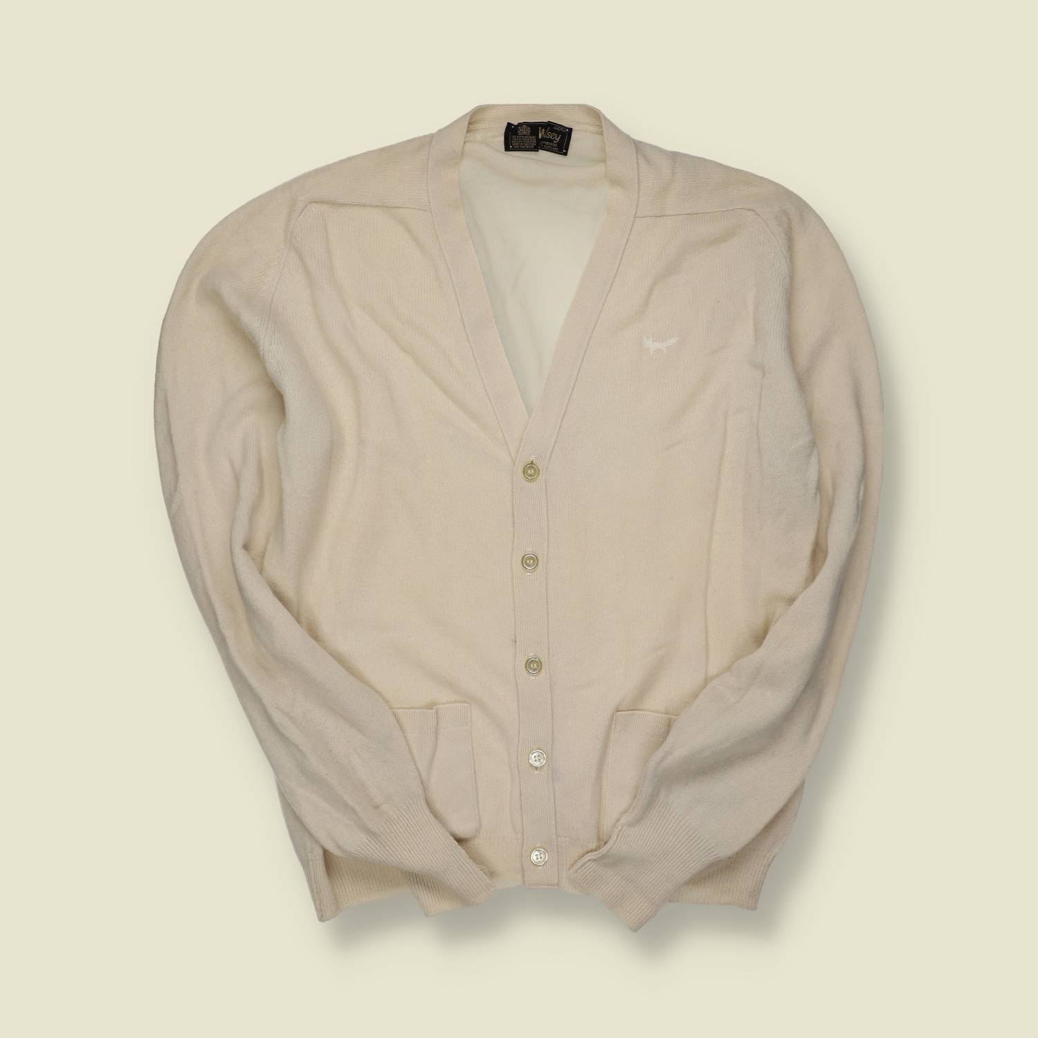 1980s | Wolsey | Made in Scotland | Wool Cardigan | Cream - L
