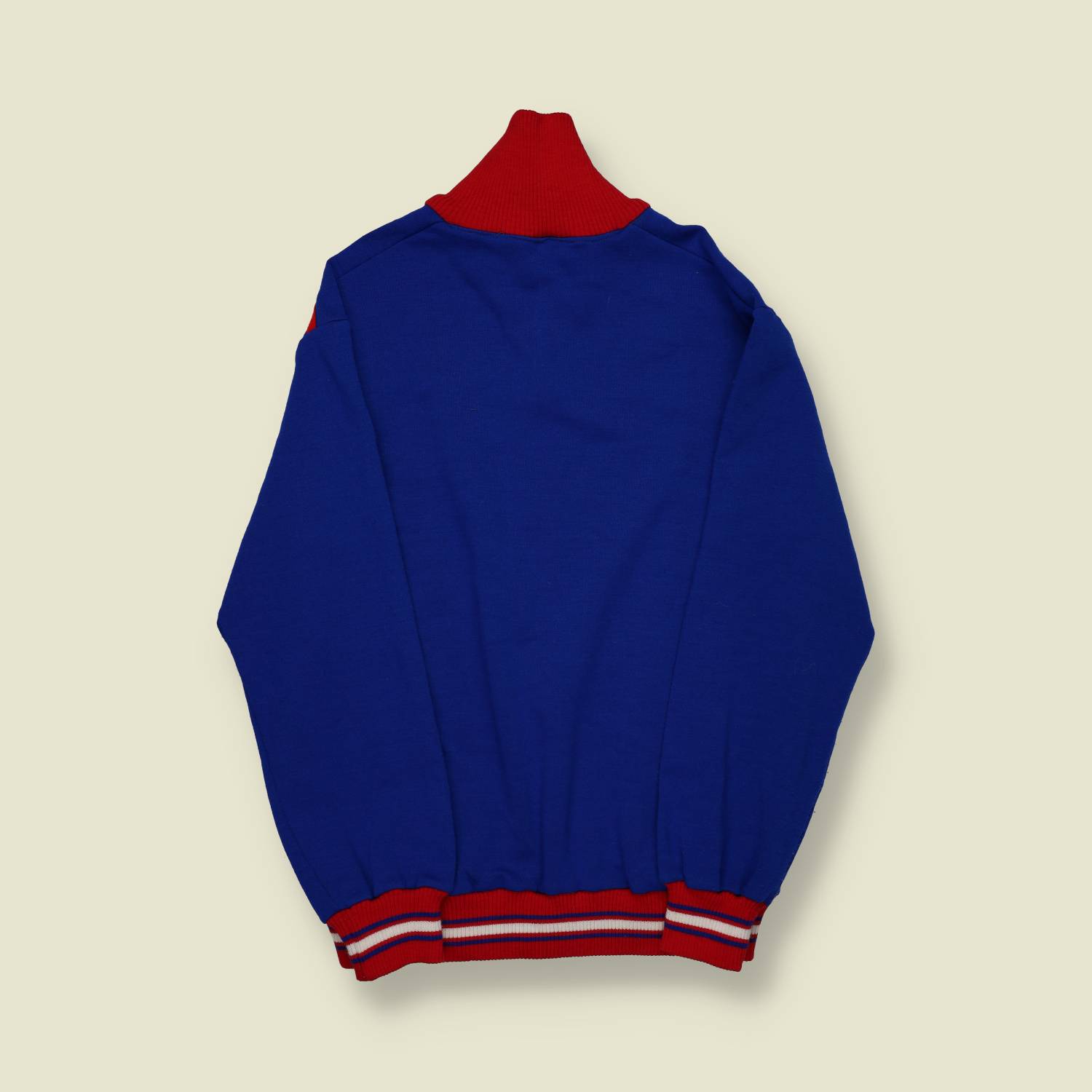 1970s | European Sportswear | Zip-Up Track Jacket | Blue / Red – S