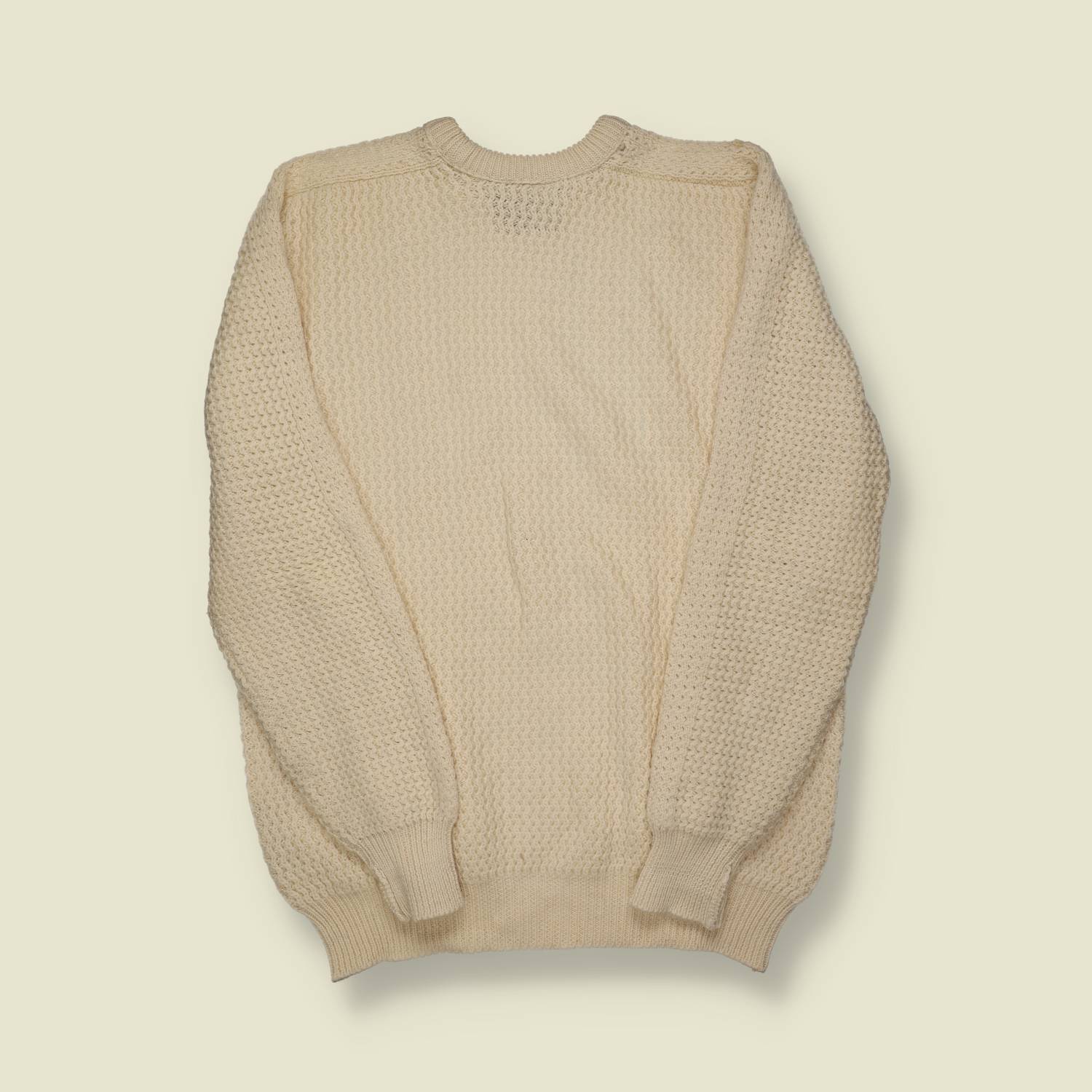 1990s | Barbour | Made in Scotland | Cable Knit Jumper | Cream - XL