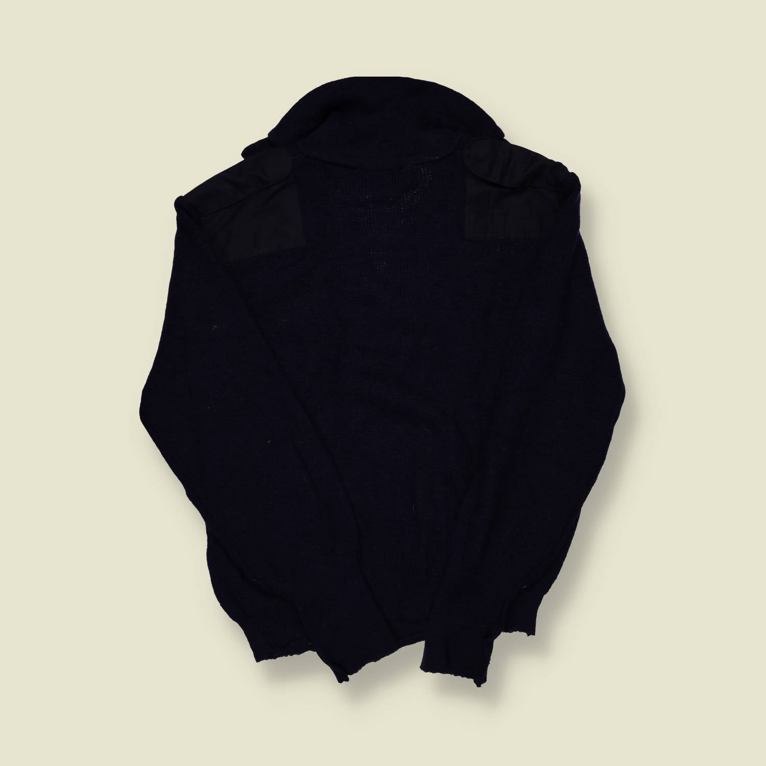 1970s–1980s | Woolyback | Made in England | Zip-Neck Wool Cardigan | Dark Blue -S/M