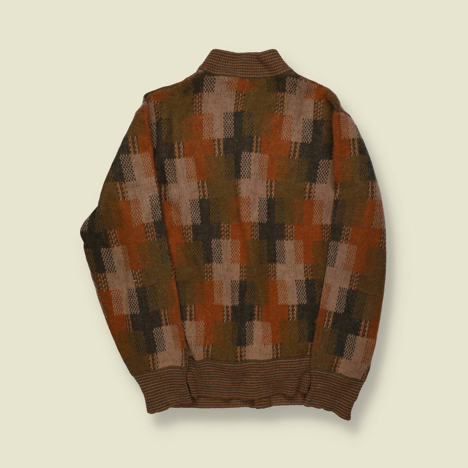 1970s | Santeleria | Made in Italy | Wool Knit Cardigan | Brown / Orange - XS/S