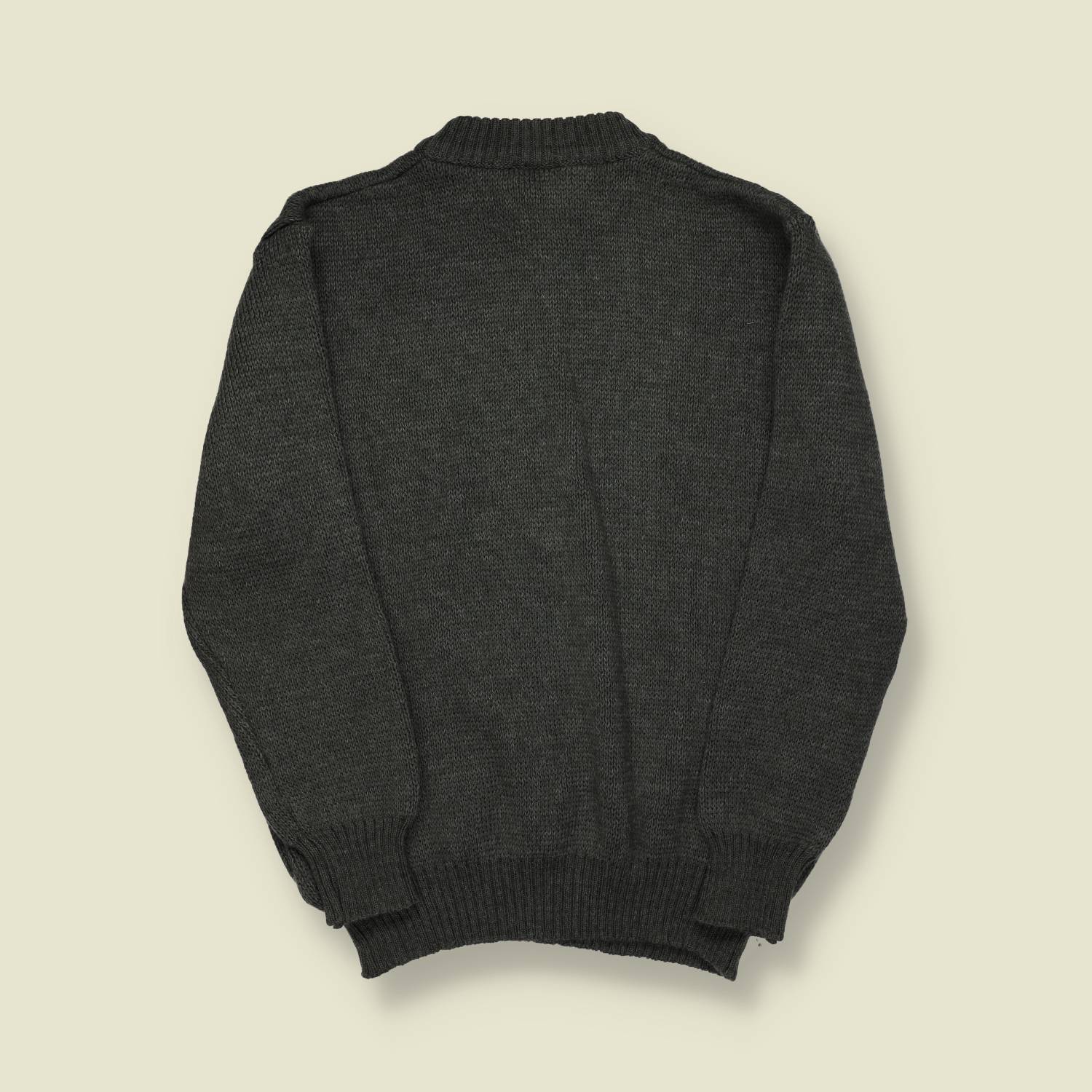 1970s | European Military | Wool Half-Zip Jumper | Charcoal - M