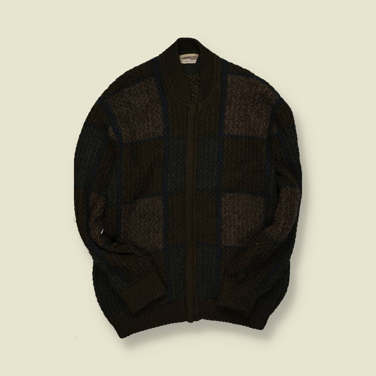 1970s | Hemmond | Made in Italy | Wool Cardigan Jacket | Brown / Blue - M