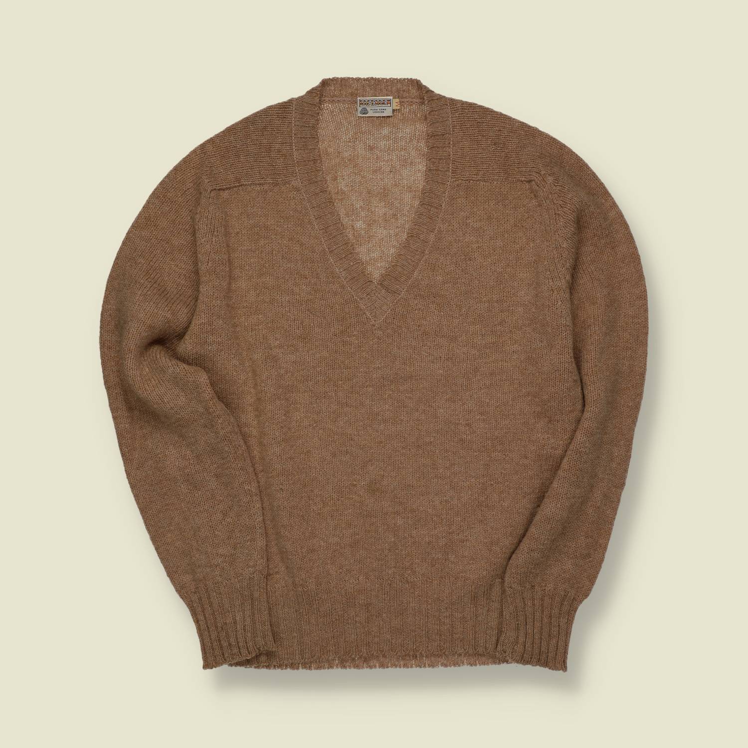 1970s | European | Virgin Wool V-Neck Jumper | Brown - M