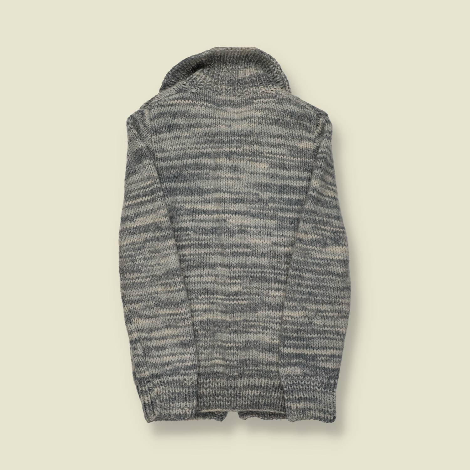 1970s | Hand-Knitted | Wool Cardigan | Grey - S