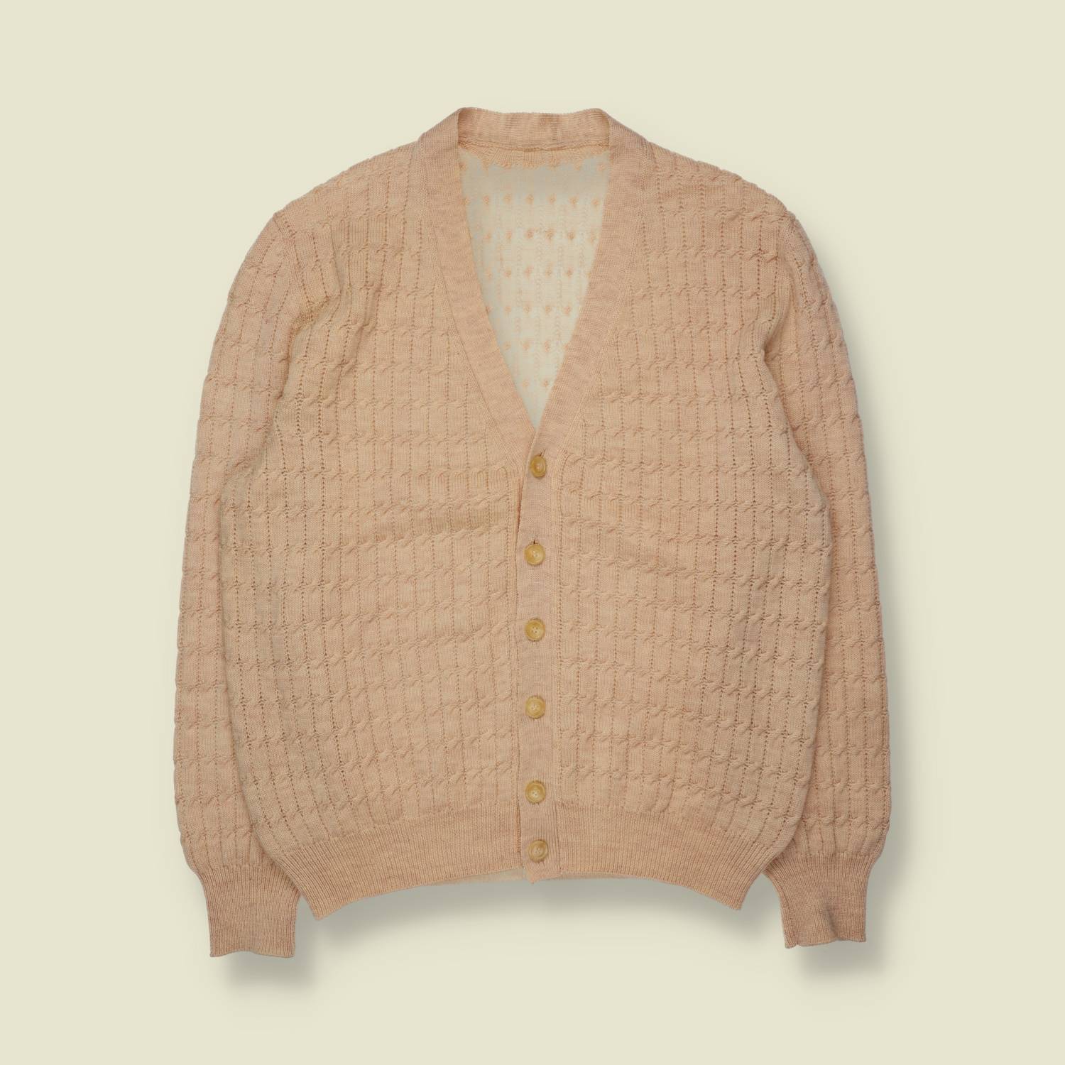 1970s | Textured Knit Cardigan - L