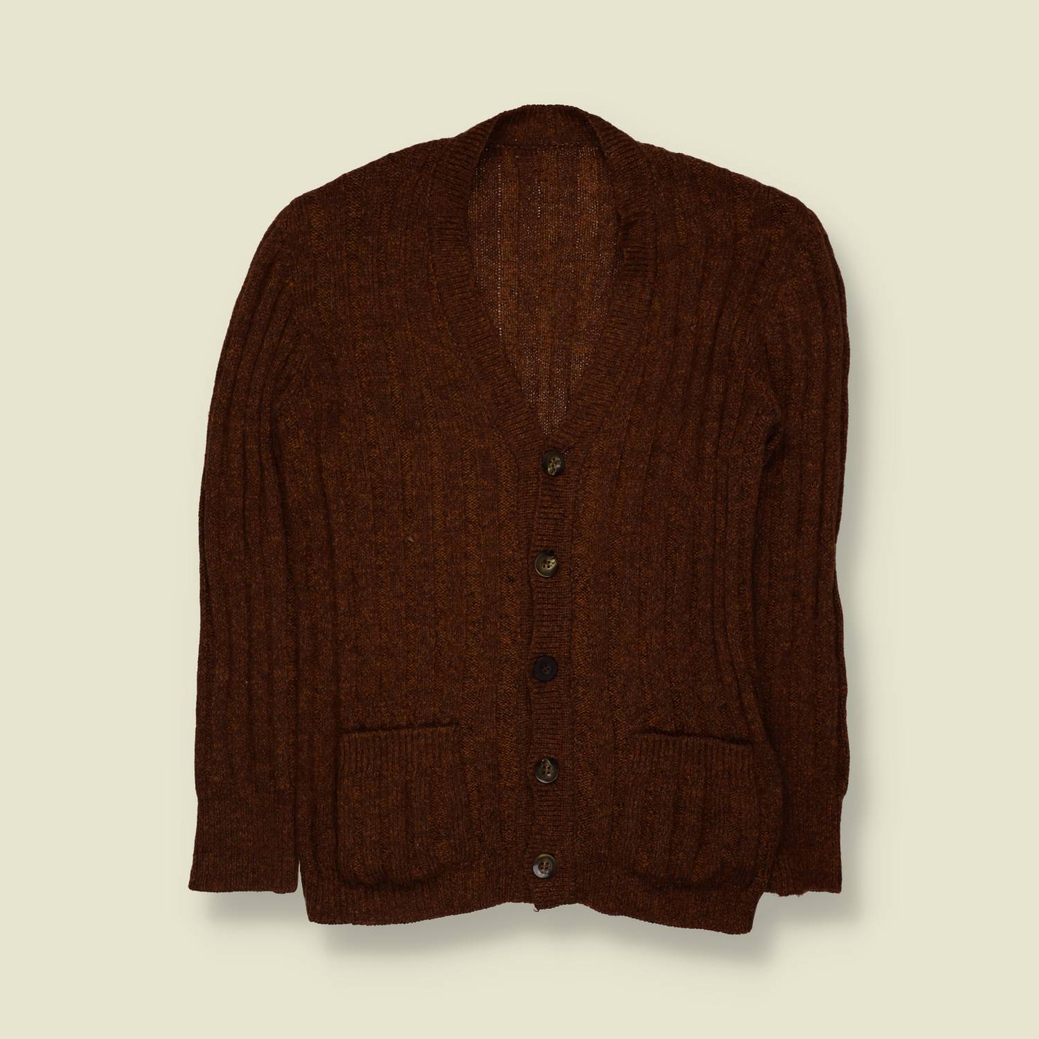 1970s | Brown Wool Cardigan - XXS