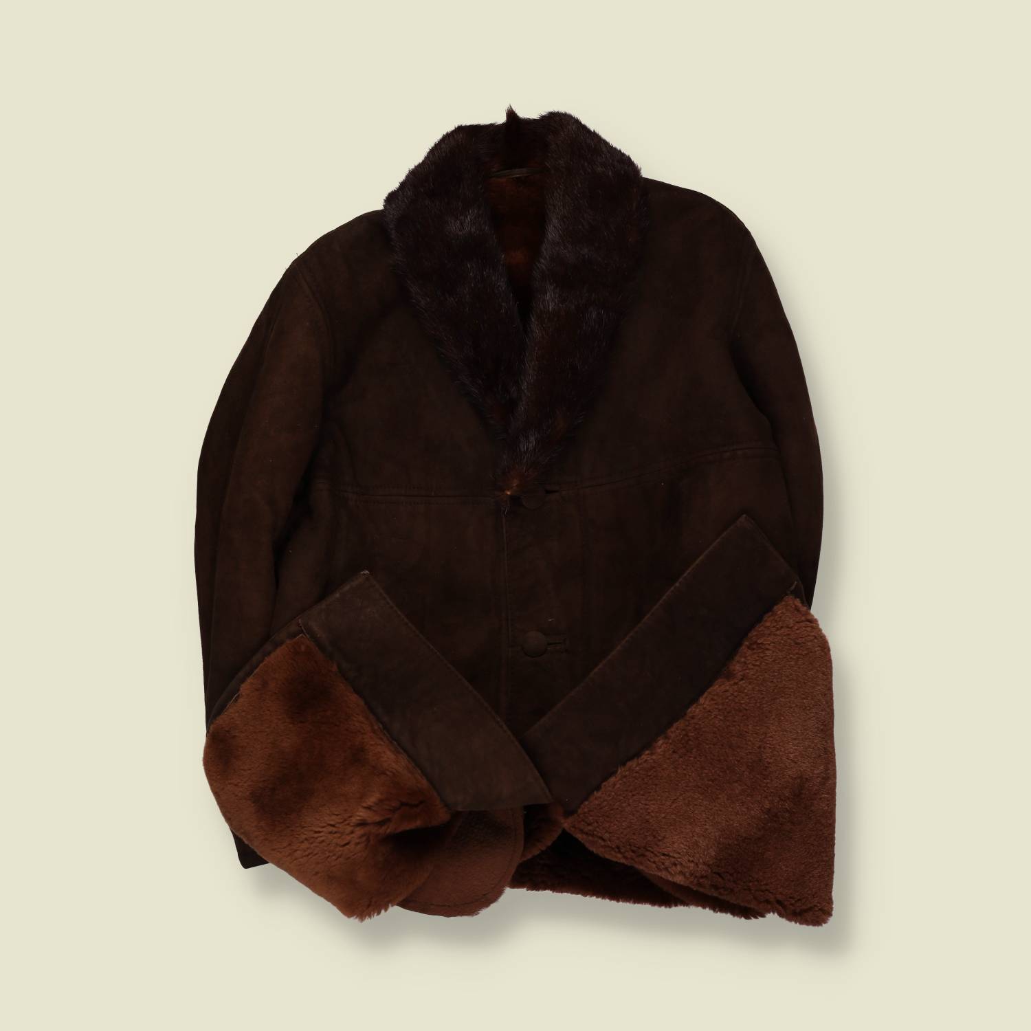 1970s | Sheepskin Coat | Dark Brown - XL